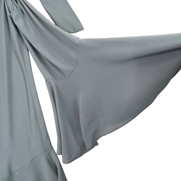 BCBGMaxAzaria Ellyson Mini Dress XXS Blue Chambray Cold Shoulder Swing Baby Doll - Picture 9 of 13